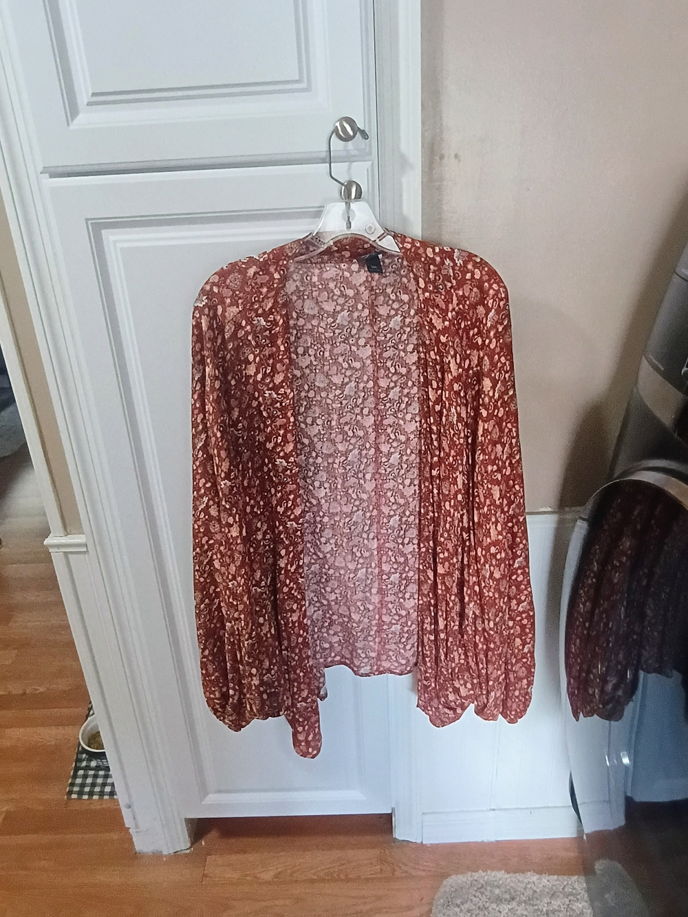 Daytrip Rust Floral Open-Front Cape Jacket